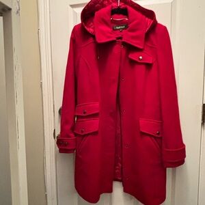 Ellen Tracy Red Hooded Wool Coat - Preloved